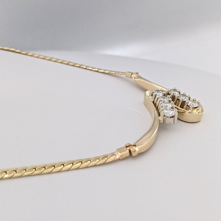 14K 1.46 CARAT TOTAL WEIGHT I1 H-I DIAMOND ROUND (7) FREE FORM ESTATE NECKLACE 19.3 GRAMS