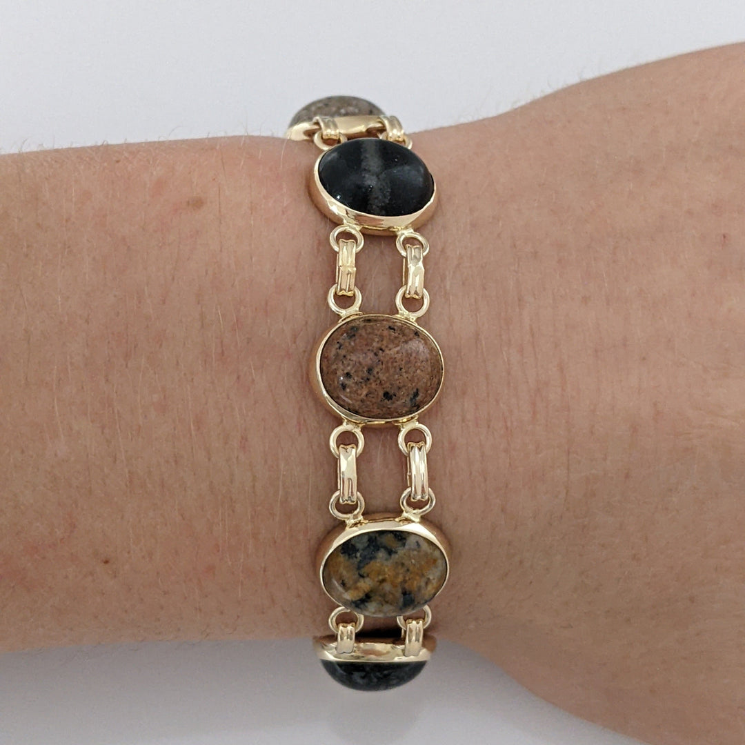 14K SCARAB OVAL (9) 9X11 ESTATE BRACELET 17.3 GRAMS