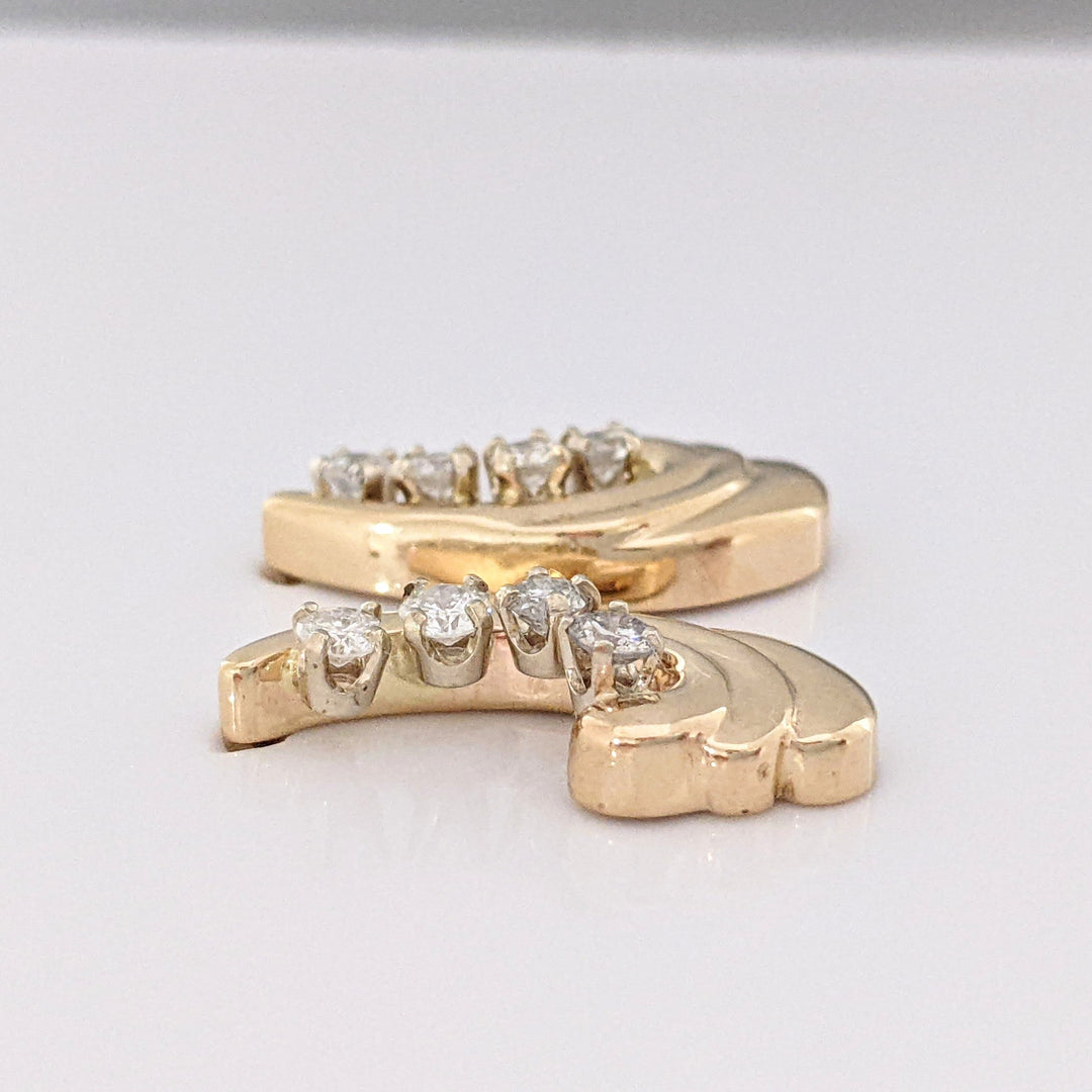 14K .63 CARAT TOTAL WEIGHT I1 I DIAMOND ROUND (8) SHRIMP ESTATE J-HOOP EARRINGS 6.3 GRAMS