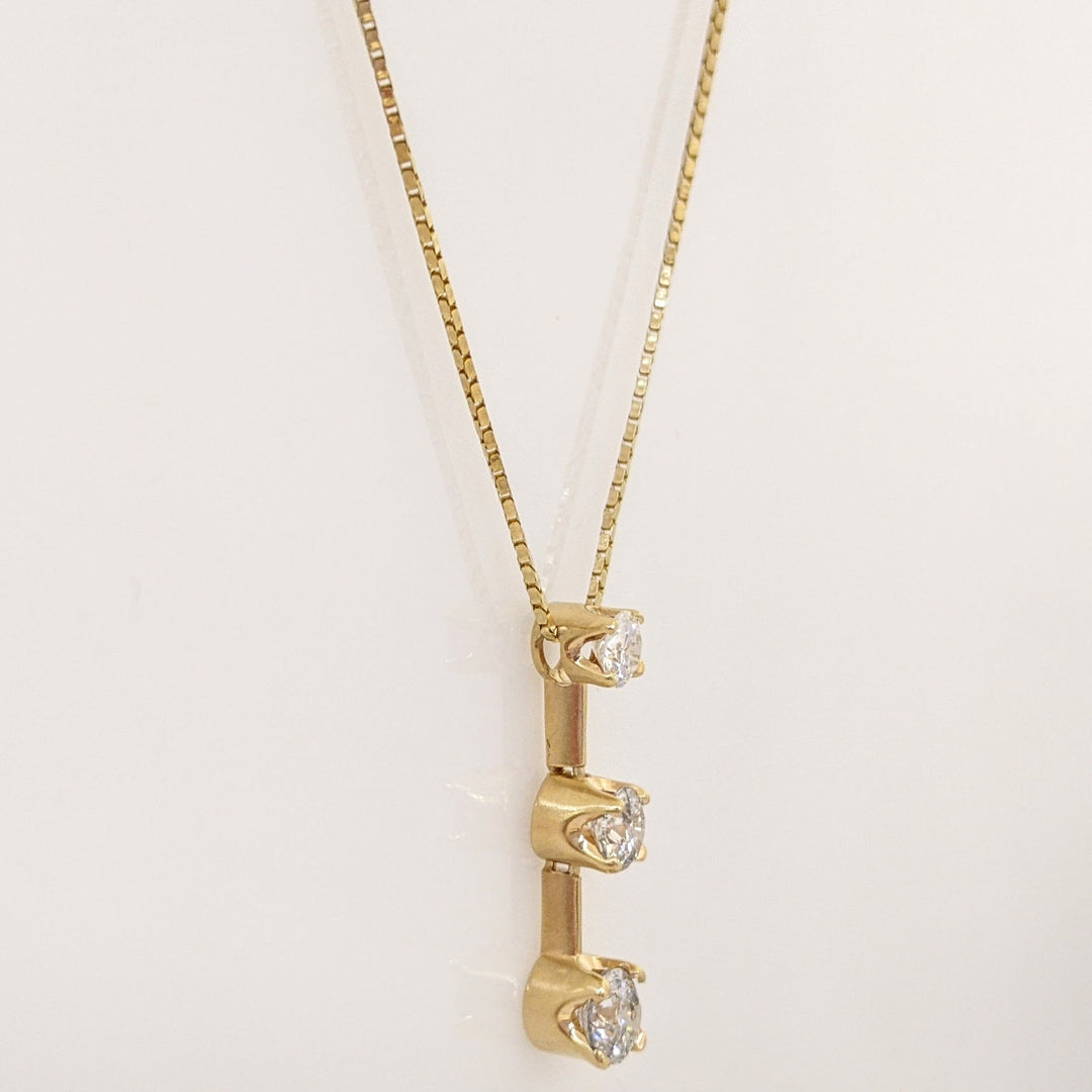 14K 1.02 CARAT TOTAL WEIGHT I1 H-I DIAMOND ROUND (6) ESTATE TRINITY PENDANT 4.3 GRAMS