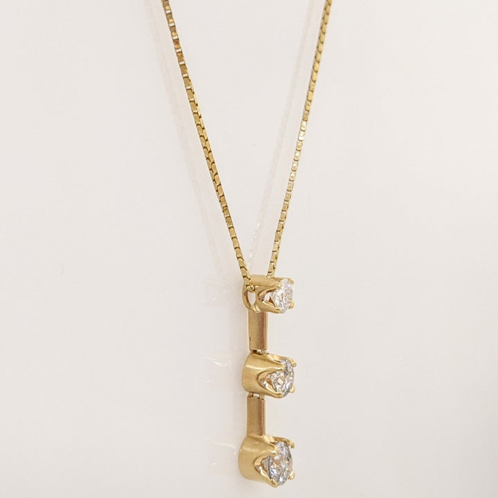 14K 1.02 CARAT TOTAL WEIGHT I1 H-I DIAMOND ROUND (6) ESTATE TRINITY PENDANT 4.3 GRAMS