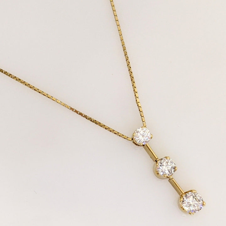 14K 1.02 CARAT TOTAL WEIGHT I1 H-I DIAMOND ROUND (6) ESTATE TRINITY PENDANT 4.3 GRAMS