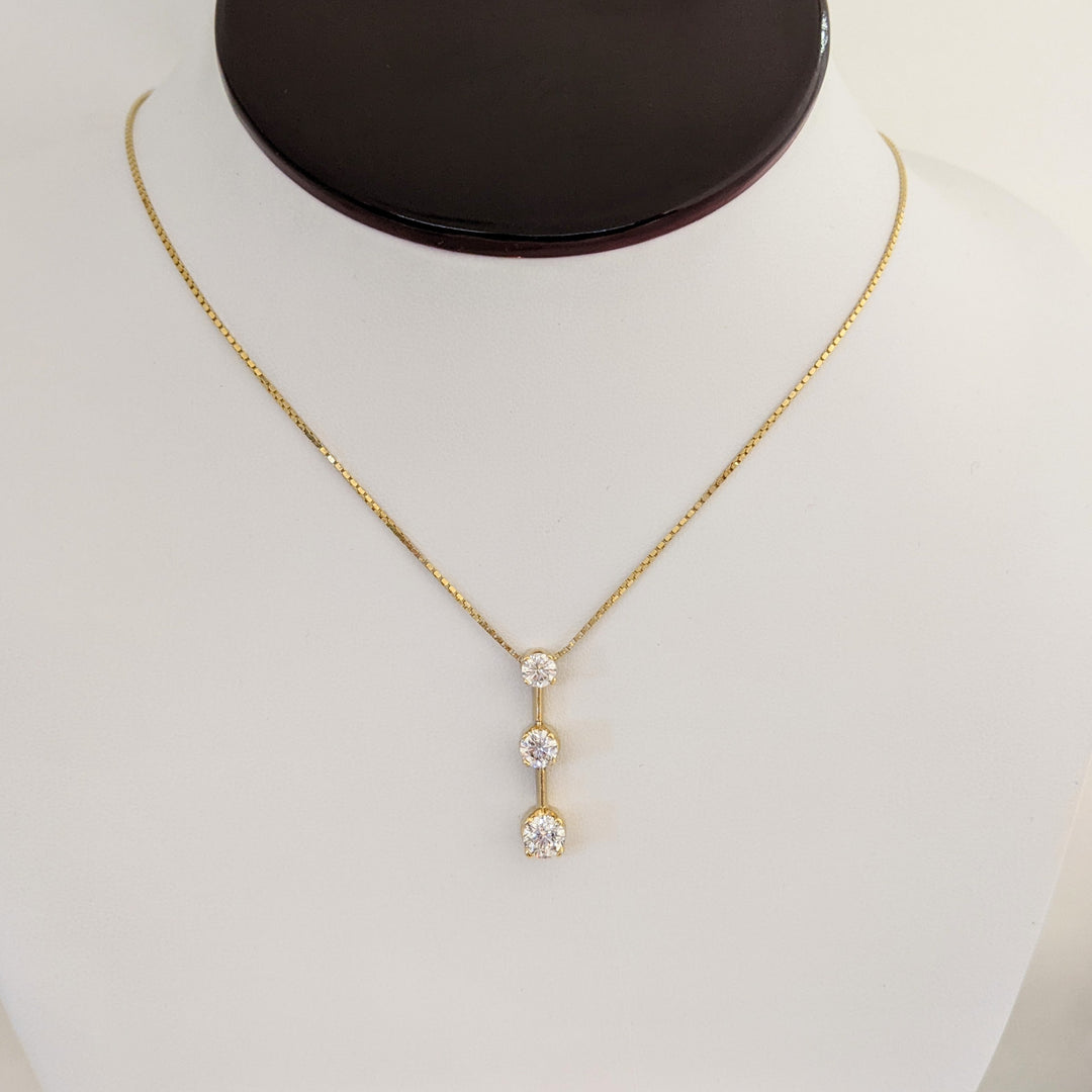 14K 1.02 CARAT TOTAL WEIGHT I1 H-I DIAMOND ROUND (6) ESTATE TRINITY PENDANT 4.3 GRAMS