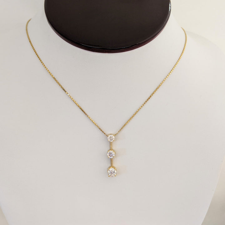 14K 1.02 CARAT TOTAL WEIGHT I1 H-I DIAMOND ROUND (6) ESTATE TRINITY PENDANT 4.3 GRAMS