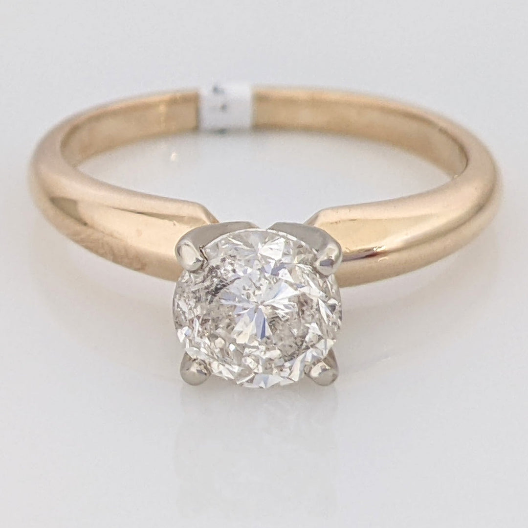14K .97 CARAT TOTAL I3 J DIAMOND ROUND ESTATE SOLITAIRE RING 3.0 GRAMS