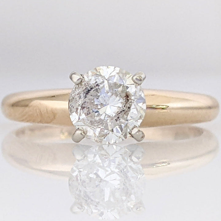 14K .97 CARAT TOTAL I3 J DIAMOND ROUND ESTATE SOLITAIRE RING 3.0 GRAMS