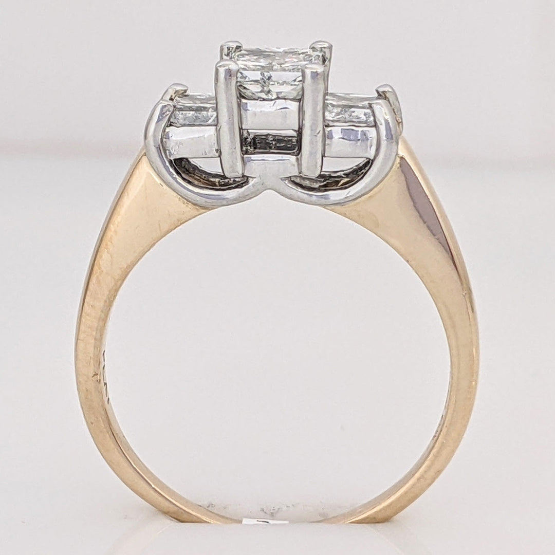 14K/ PLATINUM 1.01 CARAT TOTAL WEIGHT I1 H DIAMOND PRINCESS CUT (3) TRINITY ESTATE RING 4.1 GRAMS