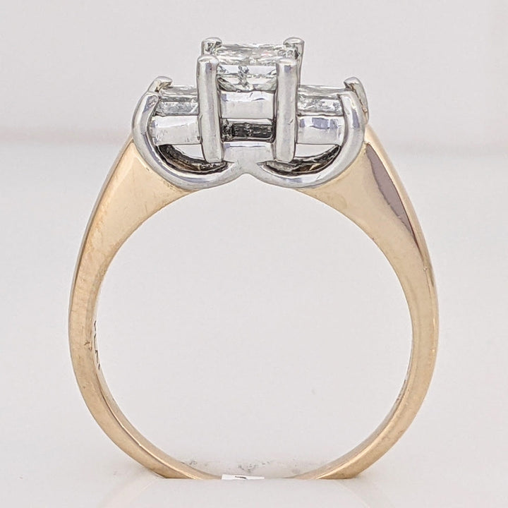 14K/ PLATINUM 1.01 CARAT TOTAL WEIGHT I1 H DIAMOND PRINCESS CUT (3) TRINITY ESTATE RING 4.1 GRAMS