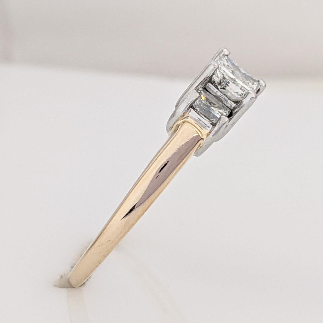 14K/ PLATINUM 1.01 CARAT TOTAL WEIGHT I1 H DIAMOND PRINCESS CUT (3) TRINITY ESTATE RING 4.1 GRAMS