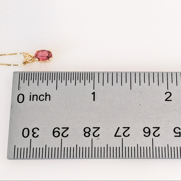 14K PINK TOURMALINE OVAL 5X6 ESTATE PENDANT & CHAIN 1.6 GRAMS