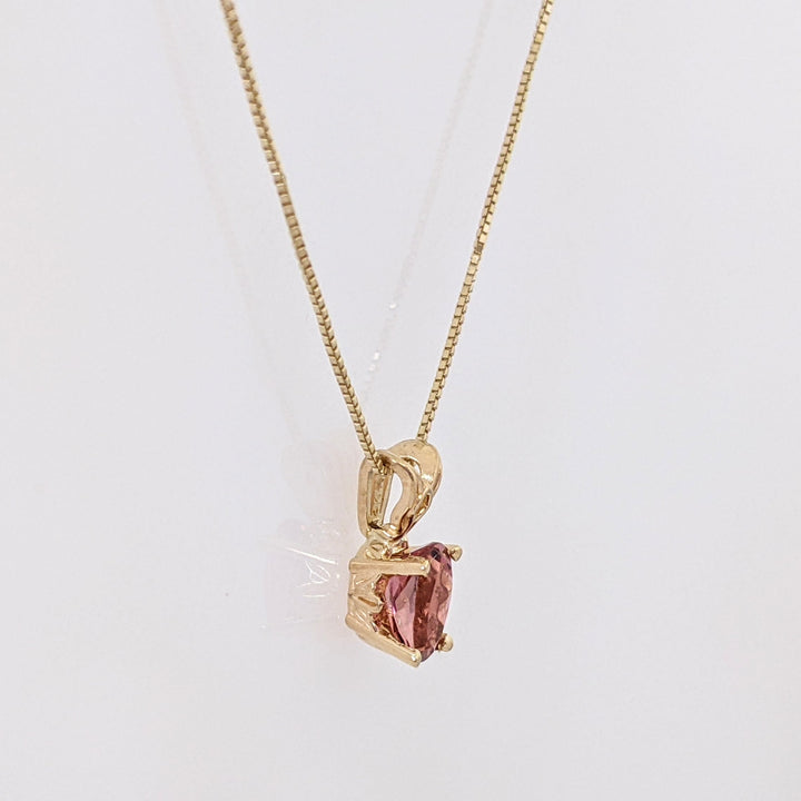 14K PINK TOURMALINE OVAL 5X6 ESTATE PENDANT & CHAIN 1.6 GRAMS