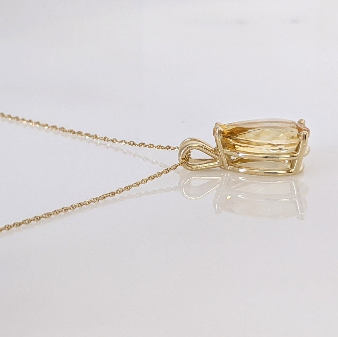14K CITRINE PEAR 10X15 ESTATE PENDANT & CHAIN 3.4 GRAMS