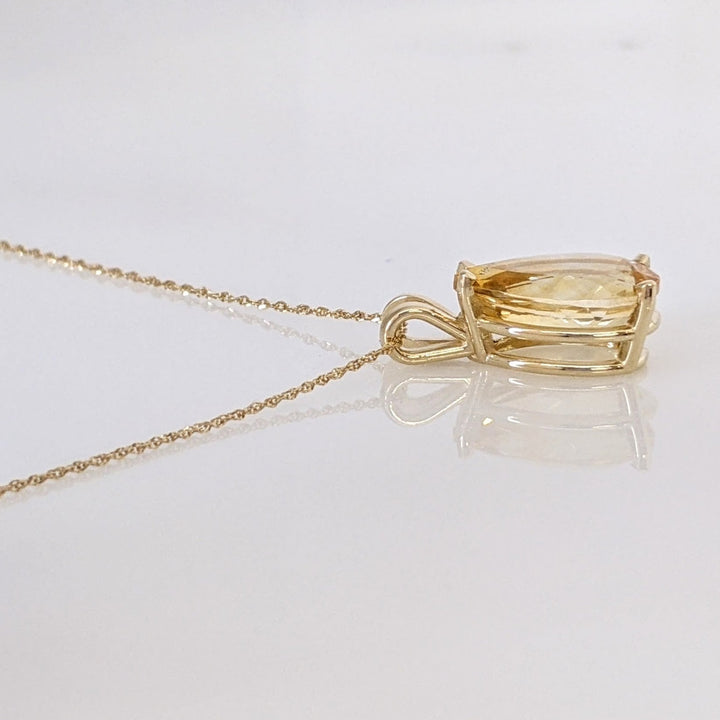 14K CITRINE PEAR 10X15 ESTATE PENDANT & CHAIN 3.4 GRAMS