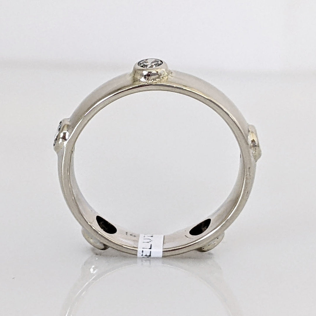 14K WHITE .30 CARAT TOTAL WEIGHT SI2 I DIAMOND ROUND (5) BEZEL SET ESTATE BAND 3.2 GRAMS