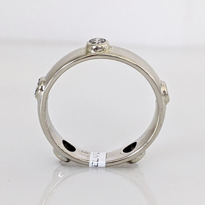14K WHITE .30 CARAT TOTAL WEIGHT SI2 I DIAMOND ROUND (5) BEZEL SET ESTATE BAND 3.2 GRAMS