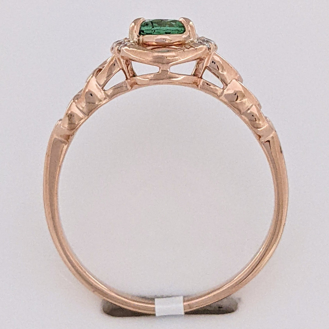 14K GREEN TOURMALINE OVAL 5X7 WITH MELEES CHAIN LINK ESTATE RING 3.1 GRAMS