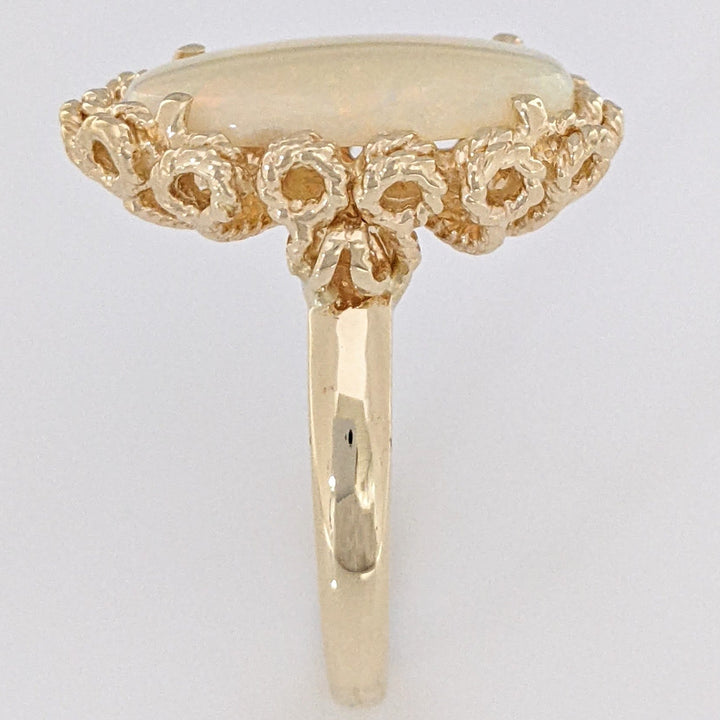 14K OPAL OVAL 11X17 GOLD TRIM ESTATE RING 7.5 GRAMS
