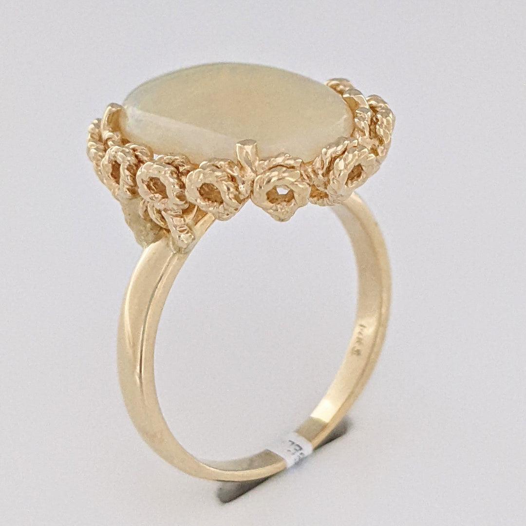 14K OPAL OVAL 11X17 GOLD TRIM ESTATE RING 7.5 GRAMS