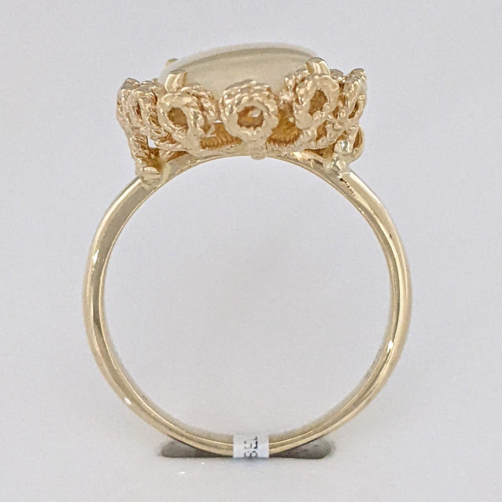 14K OPAL OVAL 11X17 GOLD TRIM ESTATE RING 7.5 GRAMS