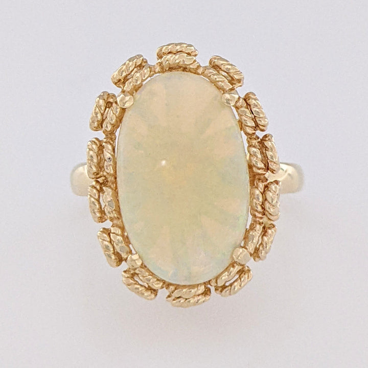 14K OPAL OVAL 11X17 GOLD TRIM ESTATE RING 7.5 GRAMS