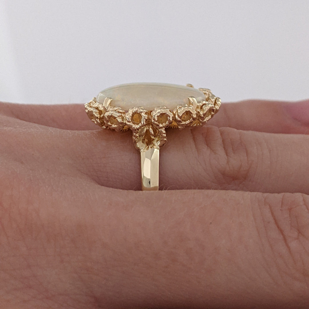 14K OPAL OVAL 11X17 GOLD TRIM ESTATE RING 7.5 GRAMS