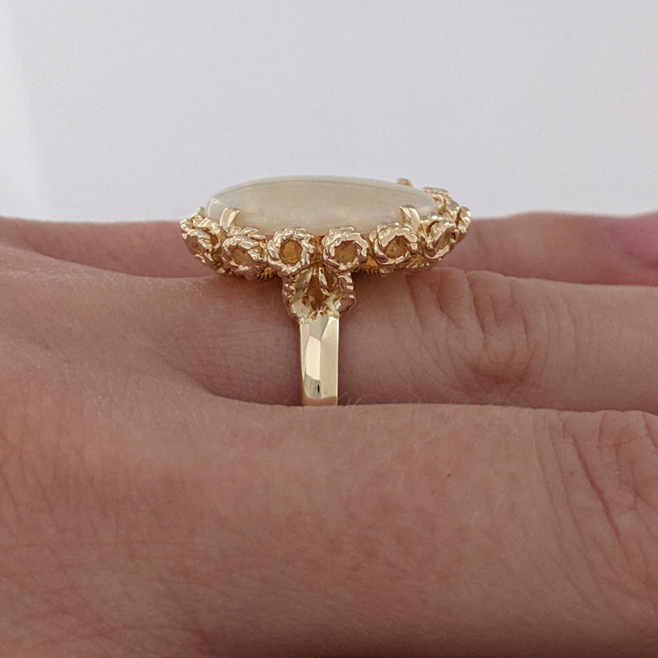 14K OPAL OVAL 11X17 GOLD TRIM ESTATE RING 7.5 GRAMS