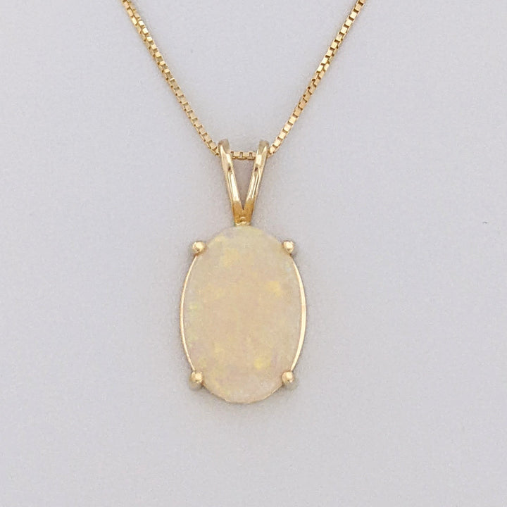 14K OPAL OVAL 14X21 OVAL ESTATE PENDANT & CHAIN 8.8 GRAMS