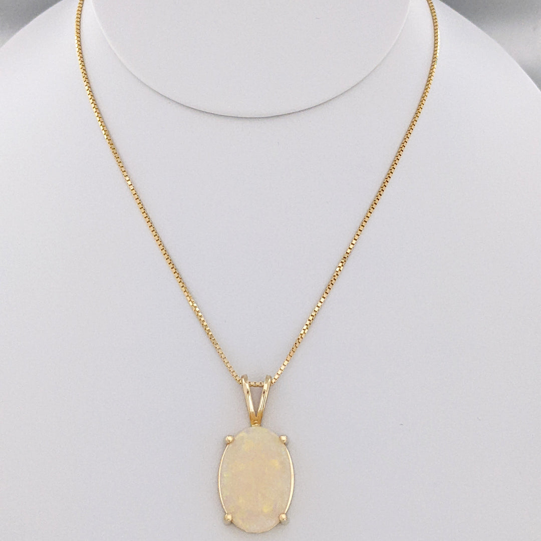 14K OPAL OVAL 14X21 OVAL ESTATE PENDANT & CHAIN 8.8 GRAMS