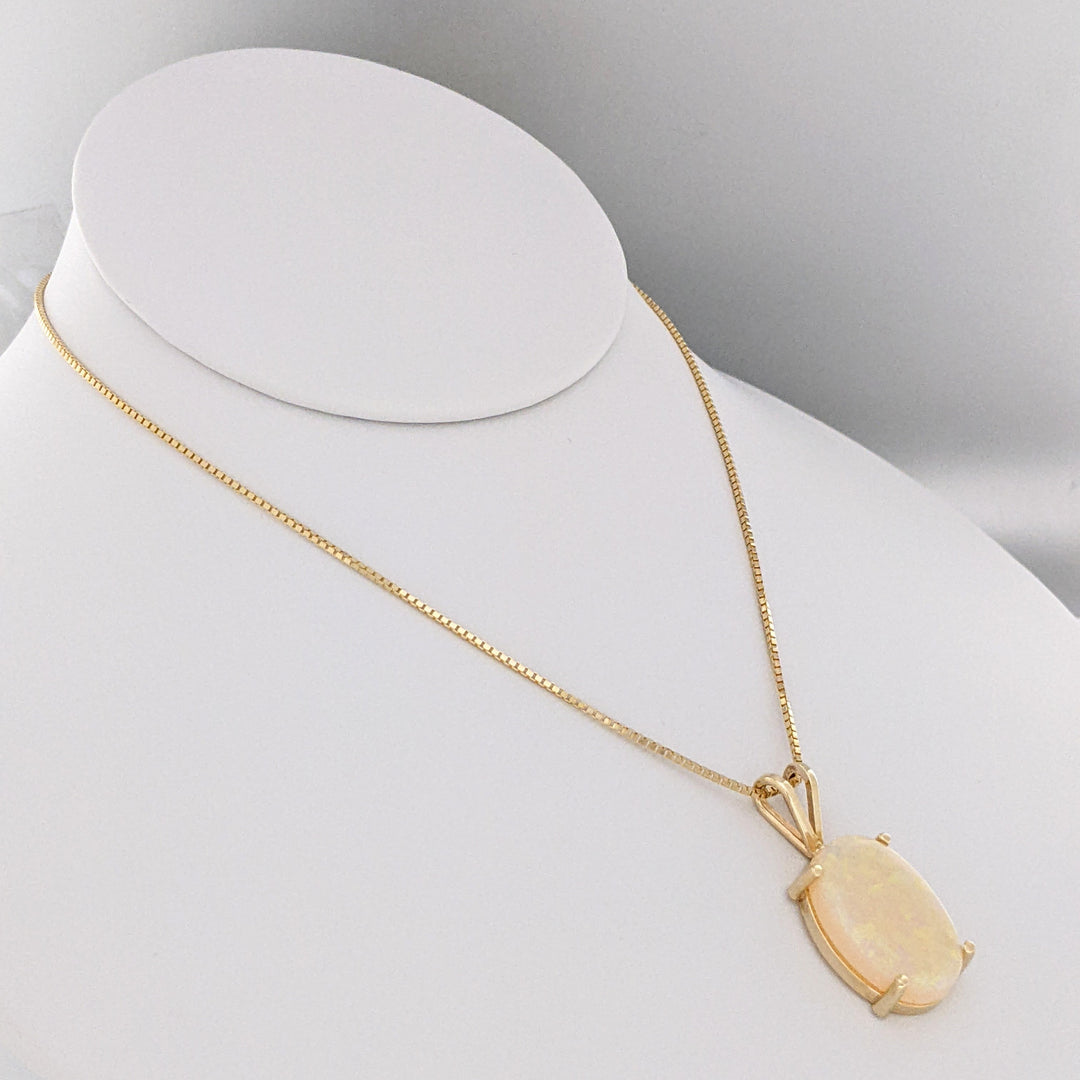 14K OPAL OVAL 14X21 OVAL ESTATE PENDANT & CHAIN 8.8 GRAMS