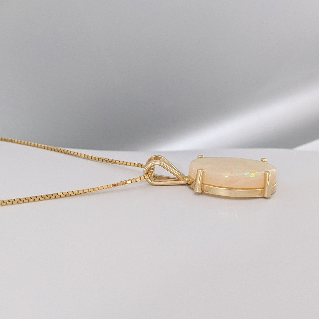 14K OPAL OVAL 14X21 OVAL ESTATE PENDANT & CHAIN 8.8 GRAMS