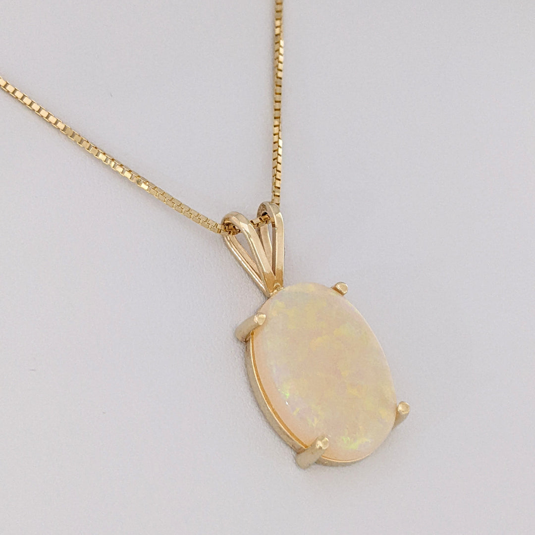 14K OPAL OVAL 14X21 OVAL ESTATE PENDANT & CHAIN 8.8 GRAMS