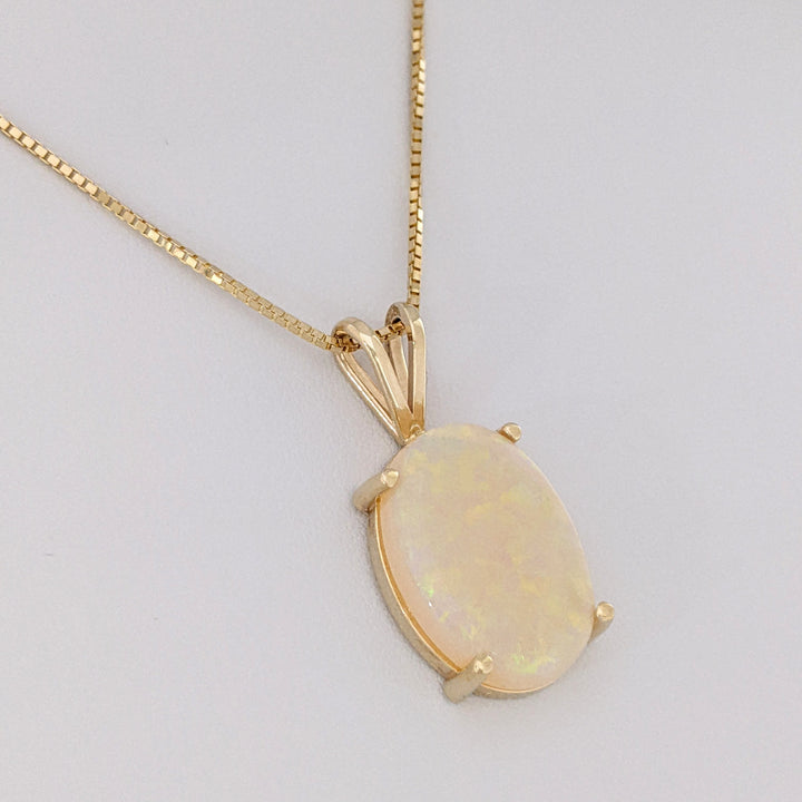 14K OPAL OVAL 14X21 OVAL ESTATE PENDANT & CHAIN 8.8 GRAMS