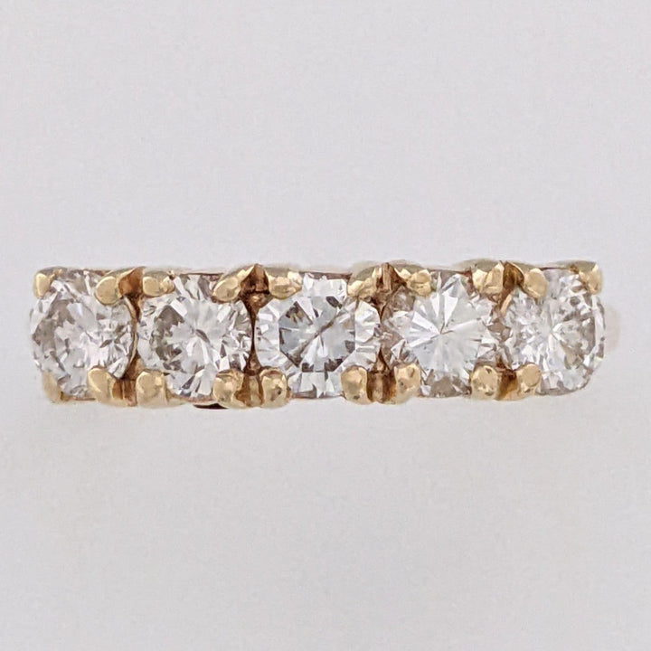 14K .85 CARAT TOTAL WEIGHT SI2 H DIAMOND ROUND (5) ESTATE BAND 2.7 GRAMS