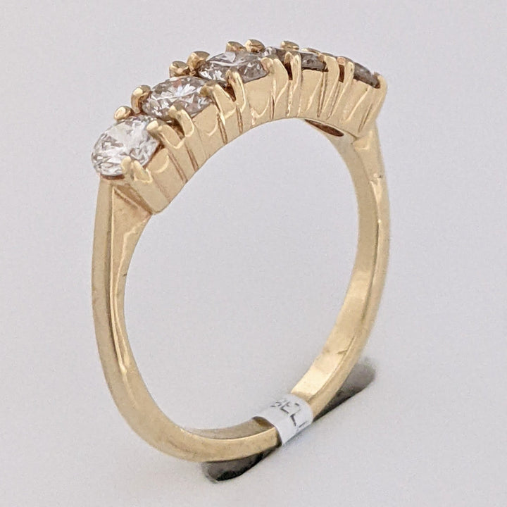 14K .85 CARAT TOTAL WEIGHT SI2 H DIAMOND ROUND (5) ESTATE BAND 2.7 GRAMS