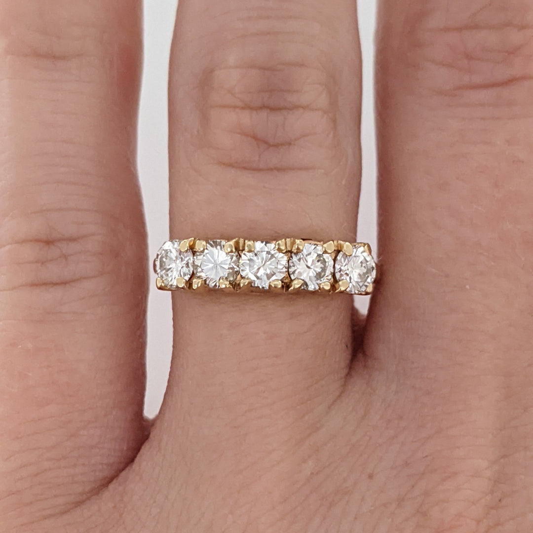 14K .85 CARAT TOTAL WEIGHT SI2 H DIAMOND ROUND (5) ESTATE BAND 2.7 GRAMS
