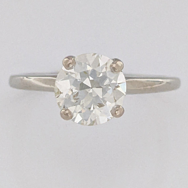 14K WHITE 1.50 CARAT TOTAL VS1 L DIAMOND ROUND ESTATE SOLITAIRE RING 2.8 GRAMS