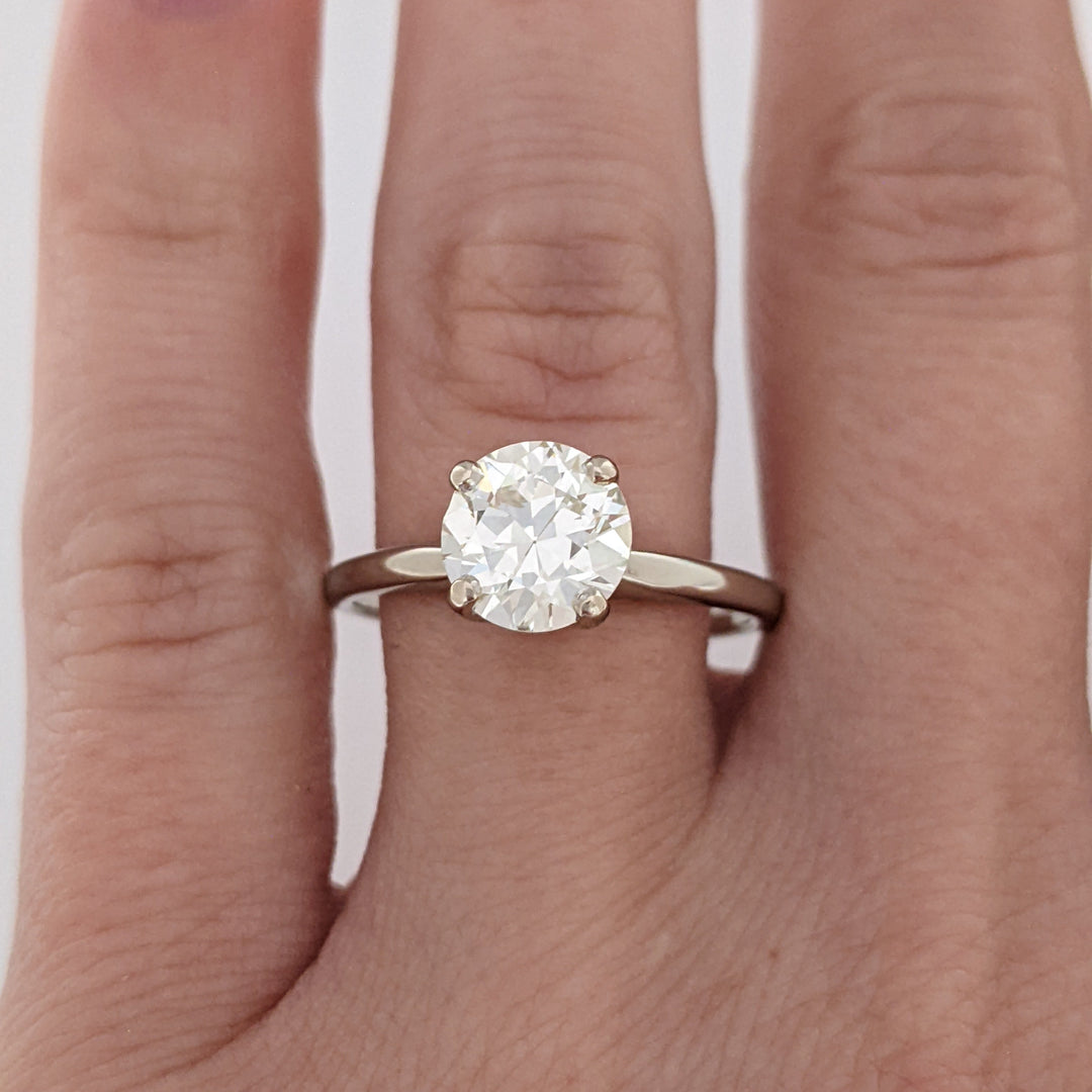 14K WHITE 1.50 CARAT TOTAL VS1 L DIAMOND ROUND ESTATE SOLITAIRE RING 2.8 GRAMS