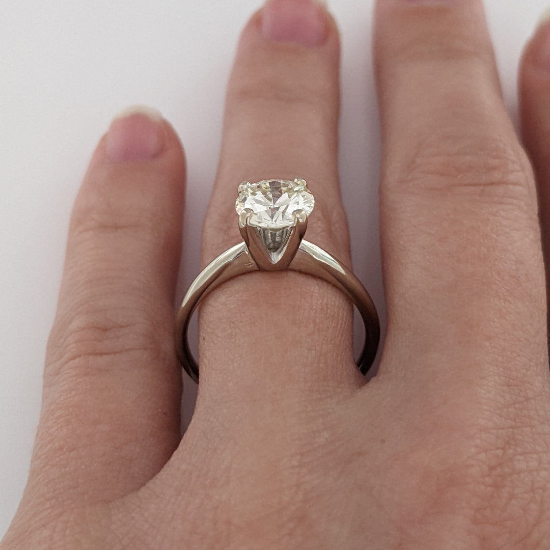 14K WHITE 1.50 CARAT TOTAL VS1 L DIAMOND ROUND ESTATE SOLITAIRE RING 2.8 GRAMS
