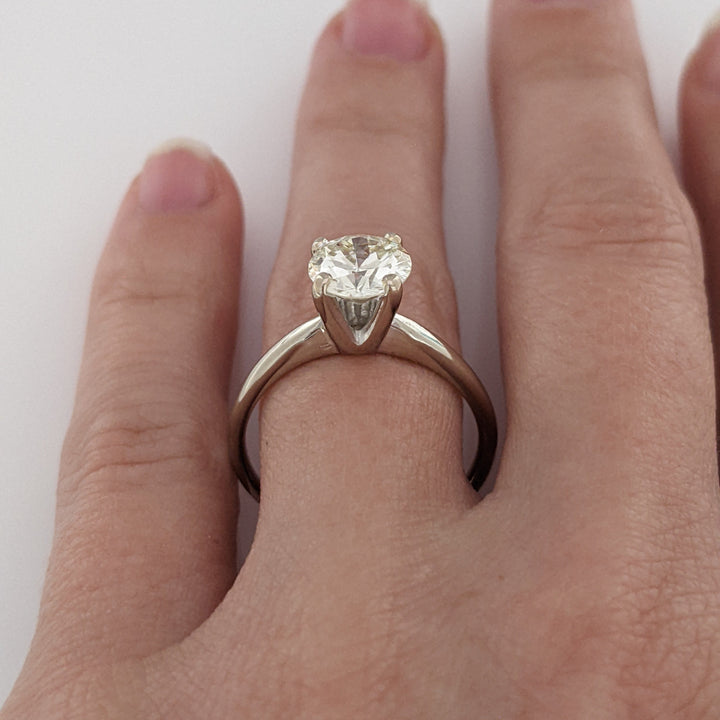 14K WHITE 1.50 CARAT TOTAL VS1 L DIAMOND ROUND ESTATE SOLITAIRE RING 2.8 GRAMS