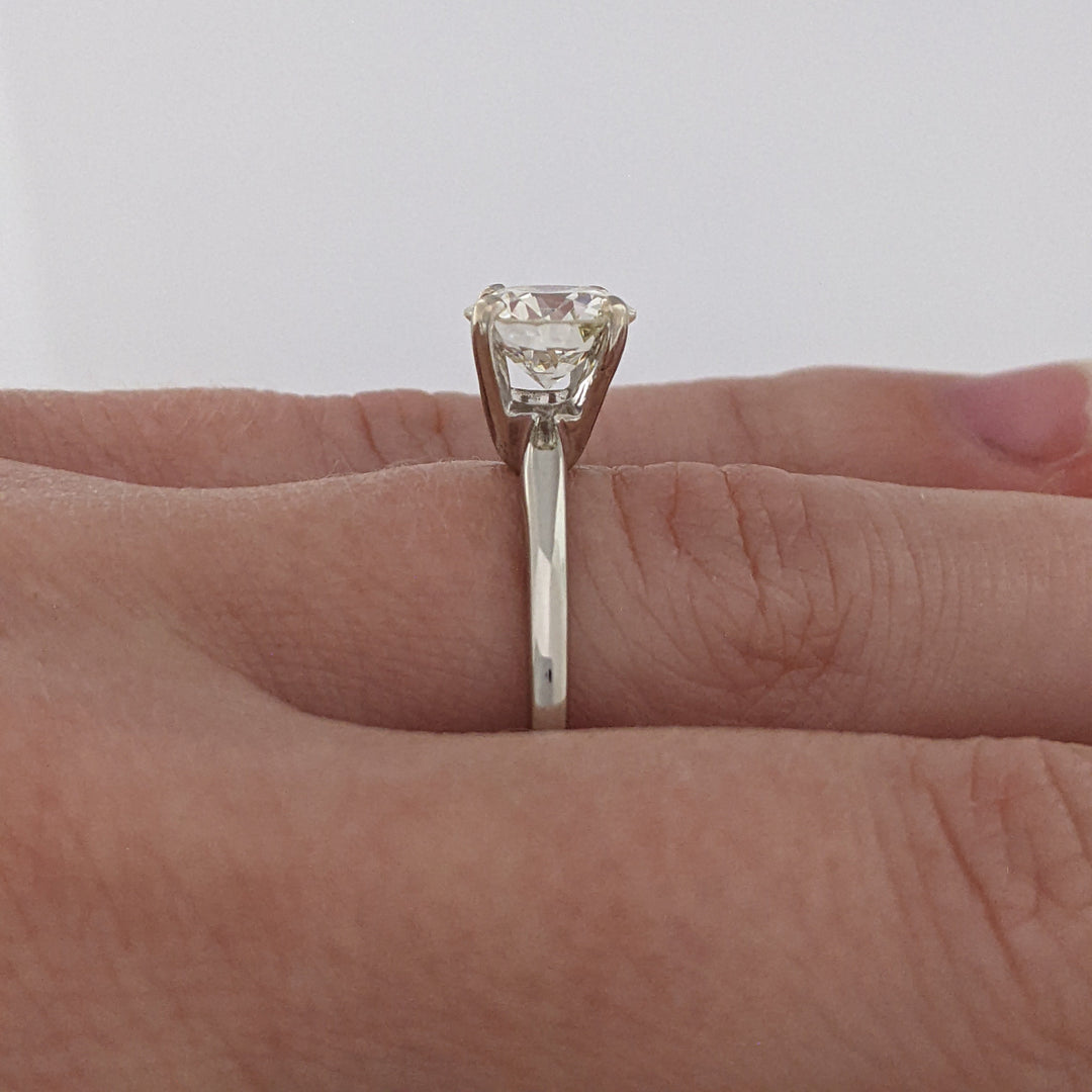 14K WHITE 1.50 CARAT TOTAL VS1 L DIAMOND ROUND ESTATE SOLITAIRE RING 2.8 GRAMS