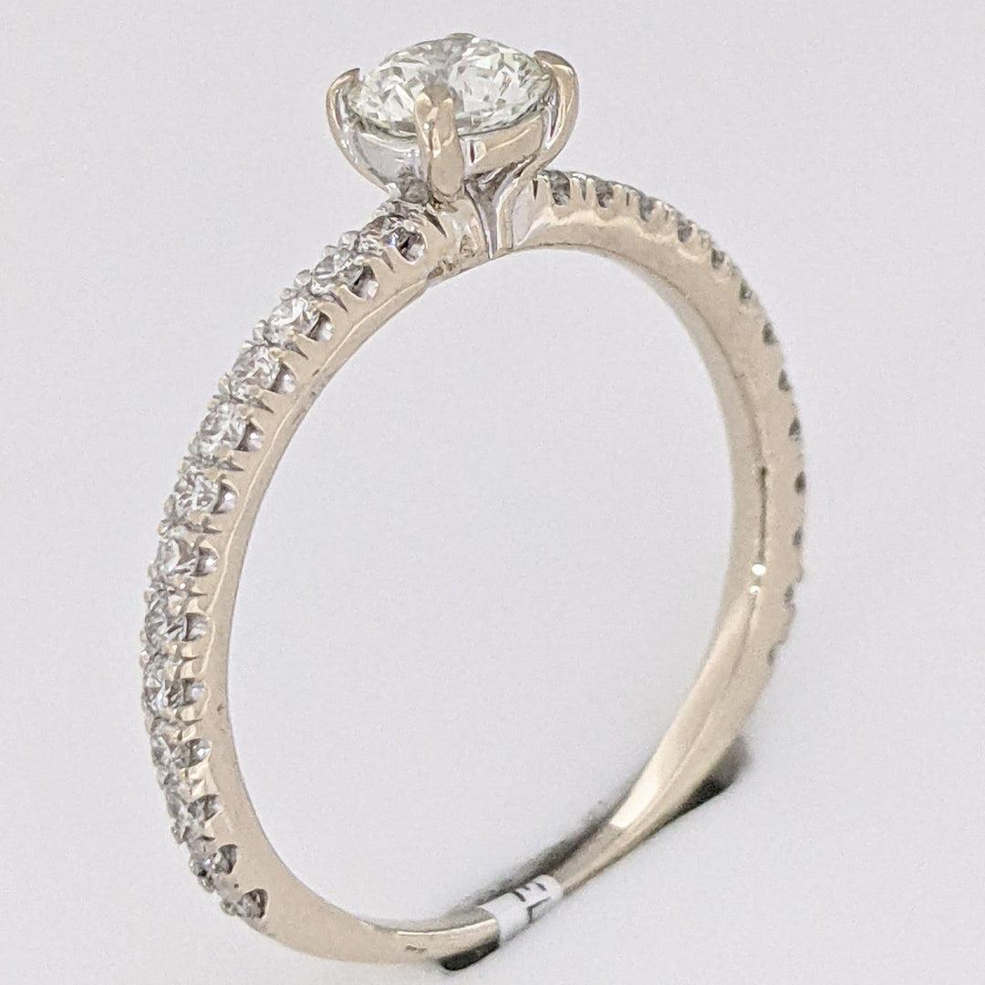 14K WHITE .90 CARAT TOTAL WEIGHT VS2 I DIAMOND ROUND (27) ESTATE "FOREVERMARK" RING 2.6 GRAMS