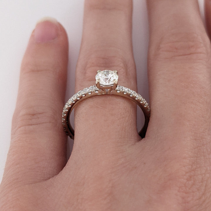 14K WHITE .90 CARAT TOTAL WEIGHT VS2 I DIAMOND ROUND (27) ESTATE "FOREVERMARK" RING 2.6 GRAMS