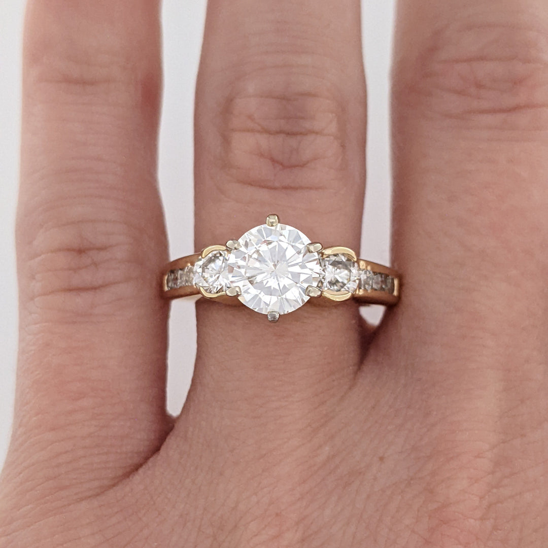 14K 2.10 CARAT TOTAL WEIGHT SI1 I DIAMOND ROUND (9) ESTATE "LEO" RING 5.3 GRAMS