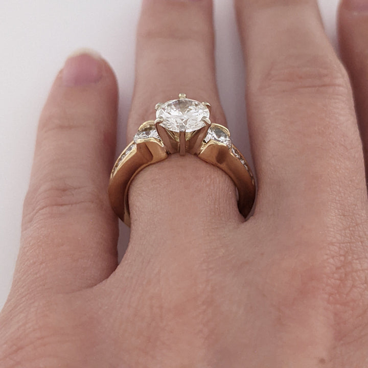 14K 2.10 CARAT TOTAL WEIGHT SI1 I DIAMOND ROUND (9) ESTATE "LEO" RING 5.3 GRAMS