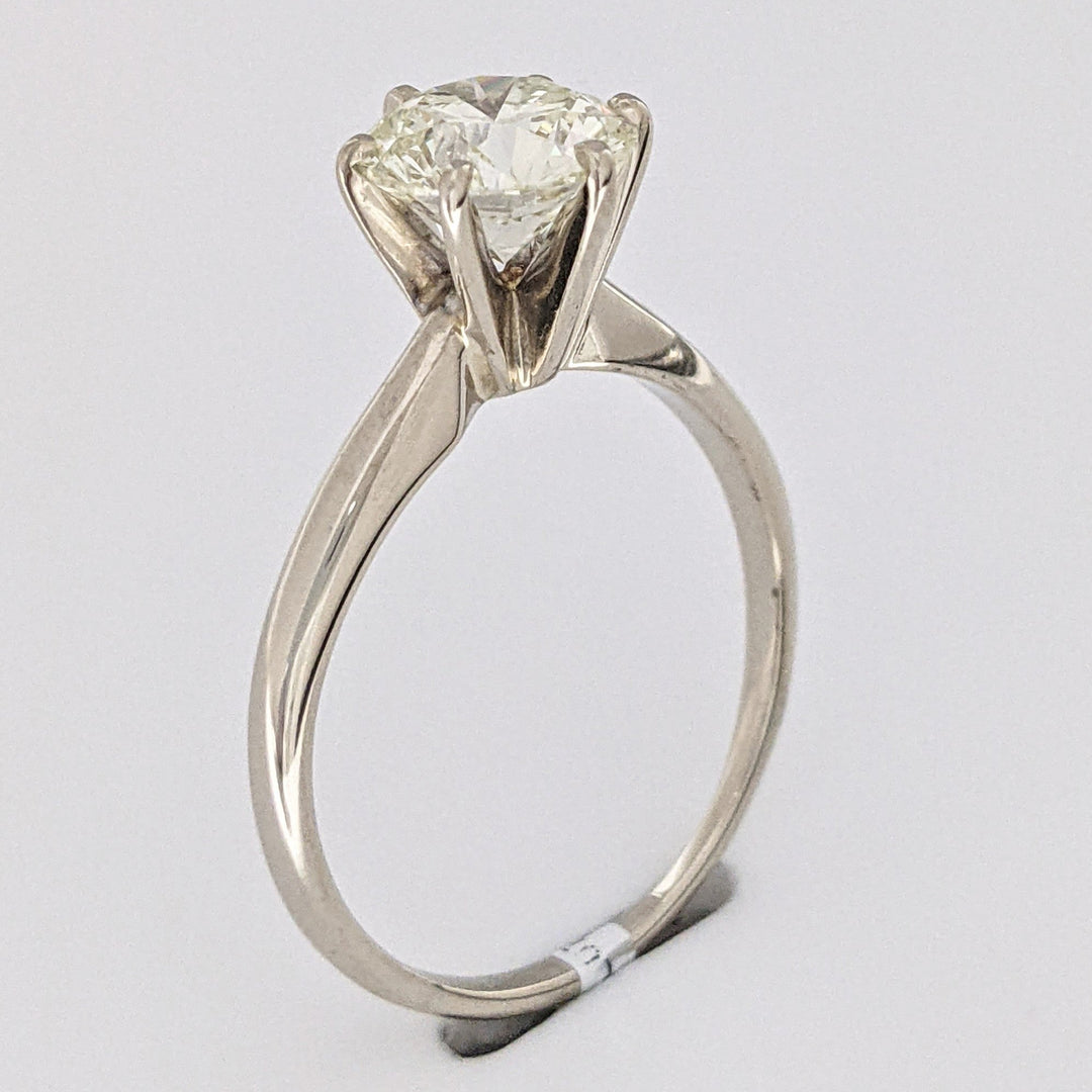 14K WHITE 2.08 CARAT TOTAL WEIGHT I1 M DIAMOND ROUND ESTATE SOLITAIRE RING 3.4 GRAMS