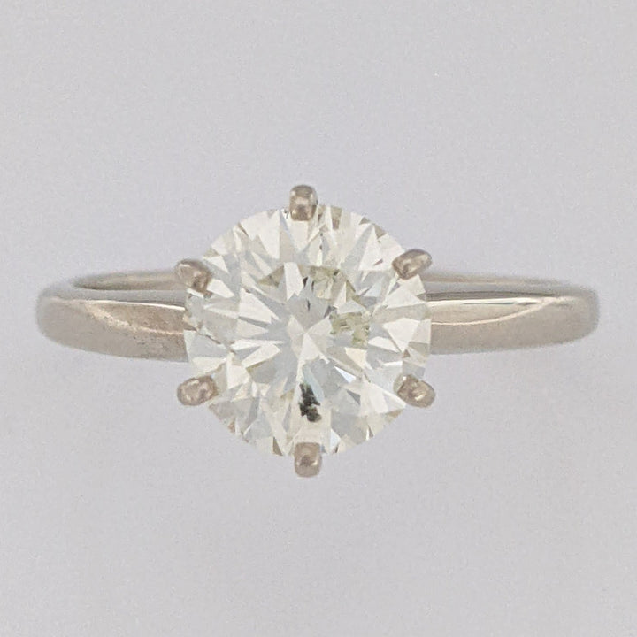 14K WHITE 2.08 CARAT TOTAL WEIGHT I1 M DIAMOND ROUND ESTATE SOLITAIRE RING 3.4 GRAMS