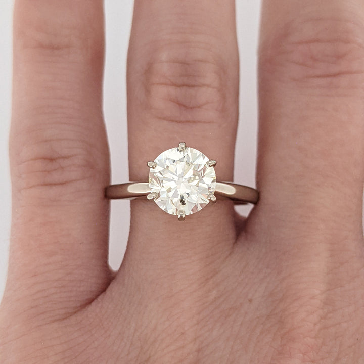14K WHITE 2.08 CARAT TOTAL WEIGHT I1 M DIAMOND ROUND ESTATE SOLITAIRE RING 3.4 GRAMS