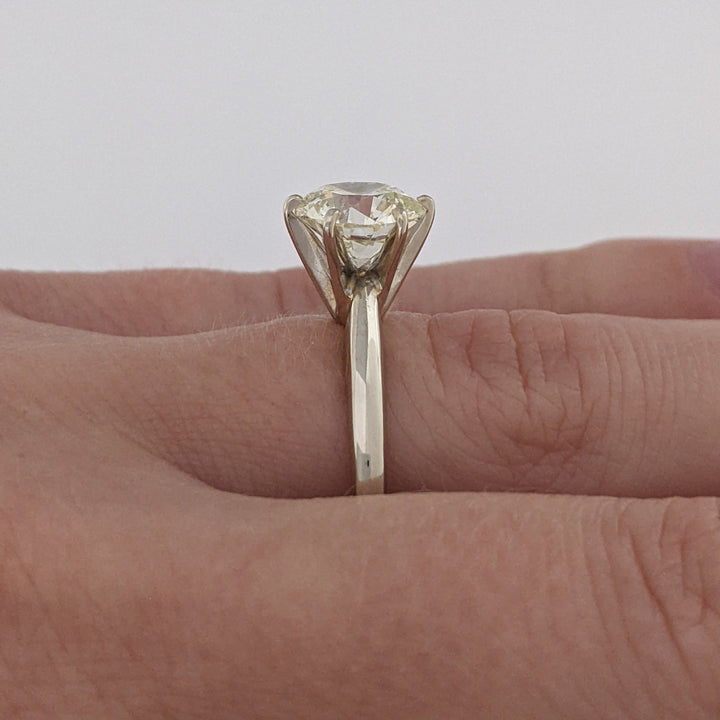 14K WHITE 2.08 CARAT TOTAL WEIGHT I1 M DIAMOND ROUND ESTATE SOLITAIRE RING 3.4 GRAMS
