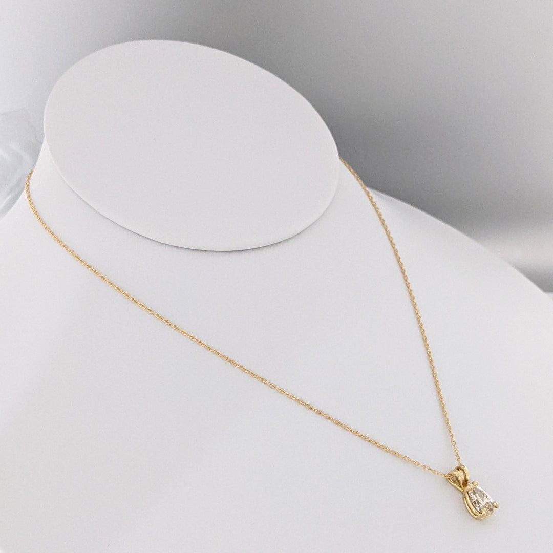 14K .87 CARAT TOTAL SI2 H DIAMOND PEAR ESTATE PENDANT & CHAIN 1.9 GRAMS