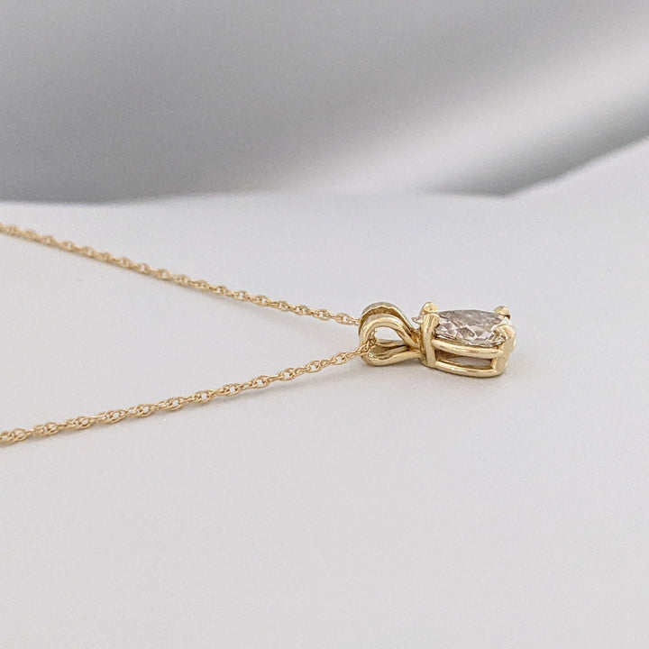 14K .87 CARAT TOTAL SI2 H DIAMOND PEAR ESTATE PENDANT & CHAIN 1.9 GRAMS